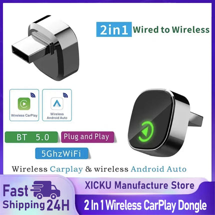 2-in-1 Wireless CarPlay &amp; Android Auto Adapter